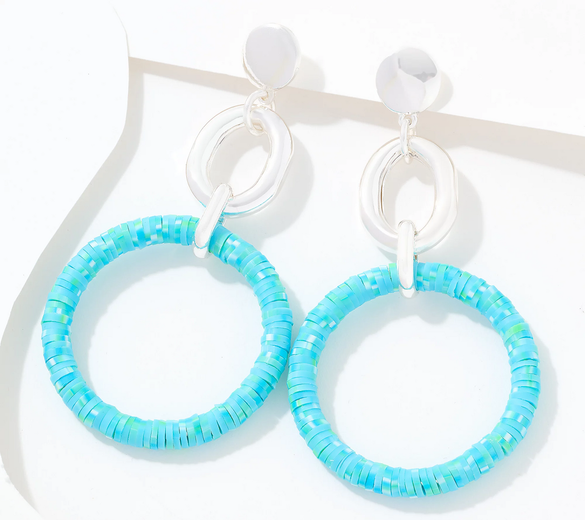 Joan Rivers Silver Tone Turquoise  Color Drama Statement Drop Earrings