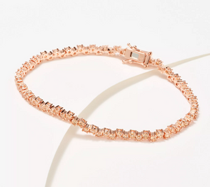 Diamonique x Kathy Levine Zig Zag Line Rose Champagne SS Bracelet