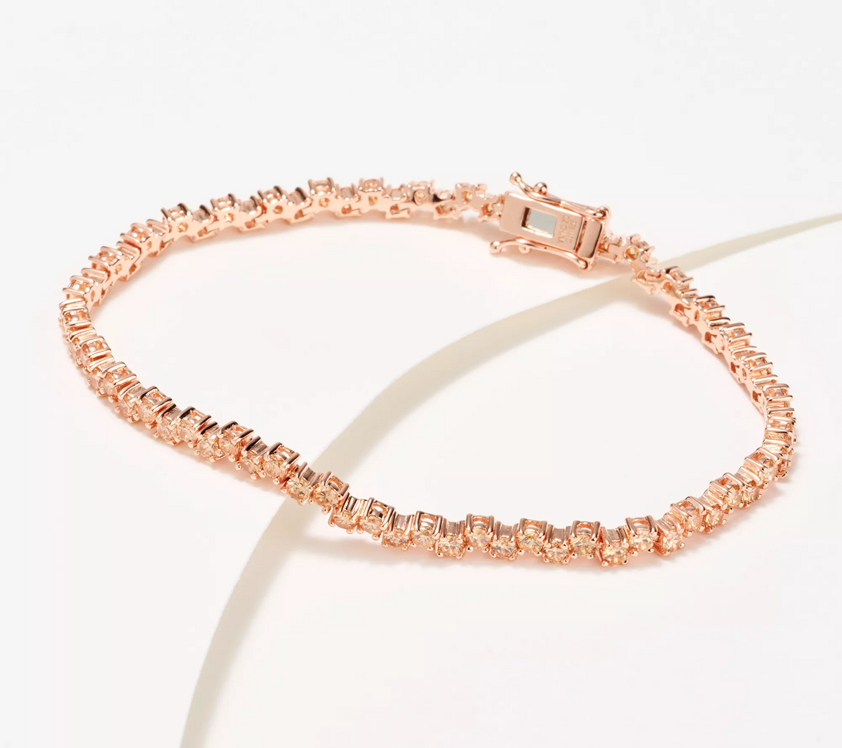 Diamonique x Kathy Levine Zig Zag Line Rose Champagne SS Bracelet