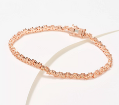 Diamonique x Kathy Levine Zig Zag Line Rose Champagne SS Bracelet