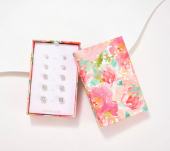 Diamonique Boxed S/5 Sterling Silver Graduated Studs Round Cut