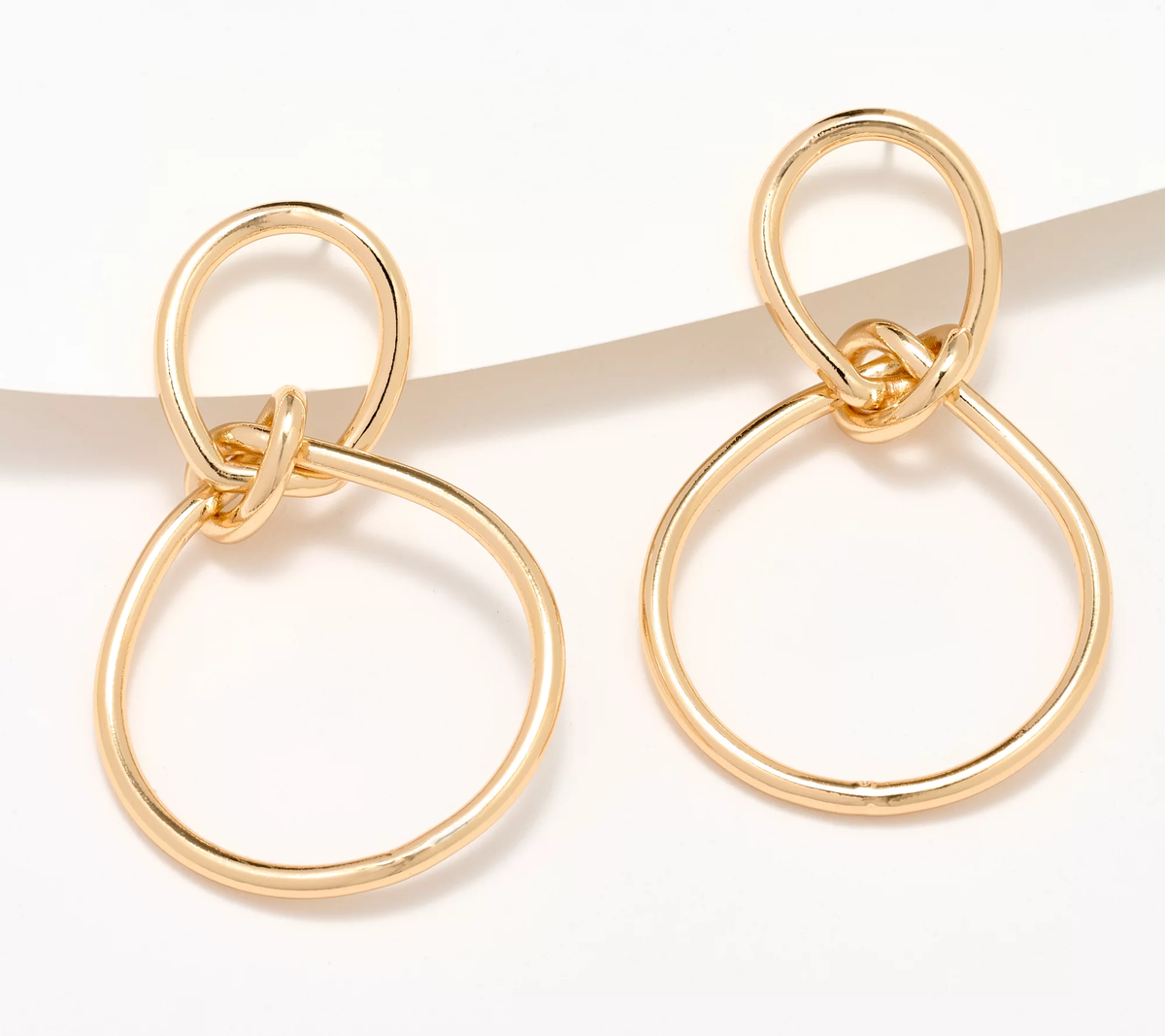 Susan Graver Metallic Knot Drop Earrings, Gold Tone