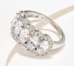Diamonique Platinum Clad Sterling Silver 5-Stone Oval Band Ring, Size 7