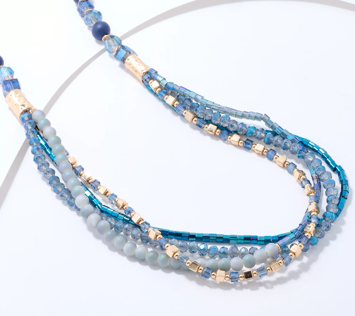 Susan Graver Multi-Strand Beaded Statement Necklace, Blue