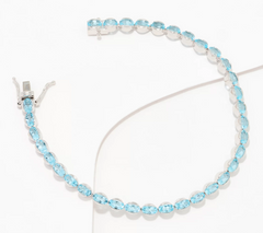 Affinity Gems Oval Cut Blue Topaz Tennis Bracelet Sterling Silver, Small