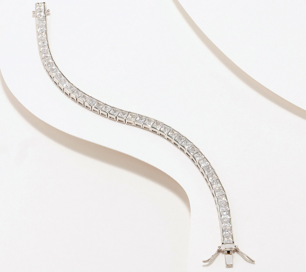 Diamonique Classics Sterling Silver Princess Channel Set Bracelet Avg