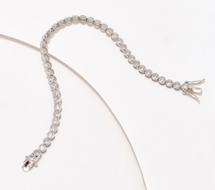 Diamonique Round Cut Bezel Set Sterling Silver Tennis Bracelet Avg