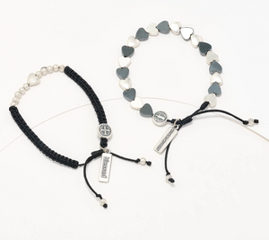 My Saint My My Hero S/2 Sisters of the Heart Silvertone Black Bracelet