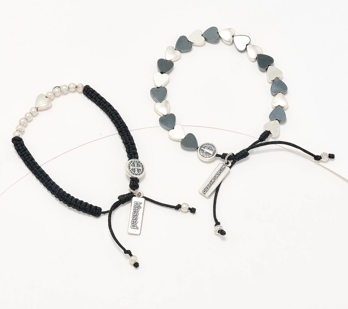 My Saint My My Hero S/2 Sisters of the Heart Silvertone Black Bracelet