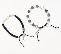 My Saint My My Hero S/2 Sisters of the Heart Silvertone Black Bracelet