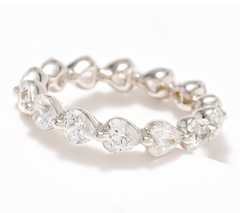 Diamonique Classics Sterling Silver Heart Cut Eternity Band Ring Size 9