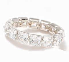 Diamonique Classics Sterling Silver Princess Cut Eternity Band Ring Size 7