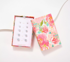 Diamonique Sterlingv Silver S/5 Sterling Studs in Round Cut