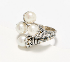 Artisan Crafted by Robert Manse SS Freshwater Pearl Wrap Ring Size 8