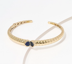 Diamonique x Amy Stran Gold Over Sterling Silver Pave Accent Bangle, Avg