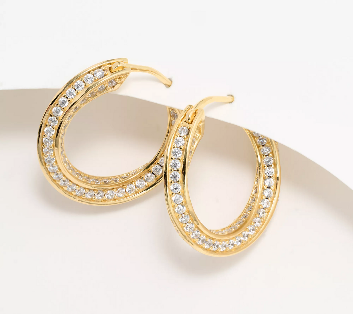 Diamonique Sterling Silver Italia 18KYellow Gold-Plated Sterling Silver Twisted Hoop Earrings