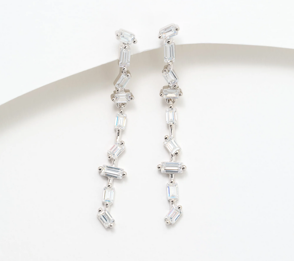 Diamonique Italia 1.5" Dangle Earrings, Sterling Silver