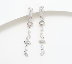 Diamonique Italia 1.5" Dangle Earrings, Sterling Silver