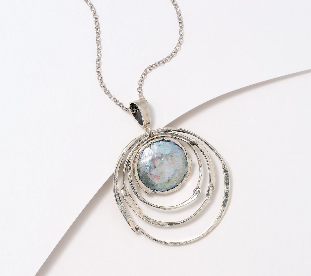 Or Paz Sterling Silver Roman Glass Pendant with Chain