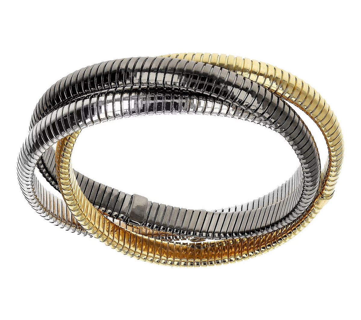 David Markstein Bronze Tri-Color Black Three Strand Slip On Bracelet Small
