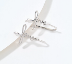 David Markstein Sterling Silver Inspirational "Love" Hoop Earrings