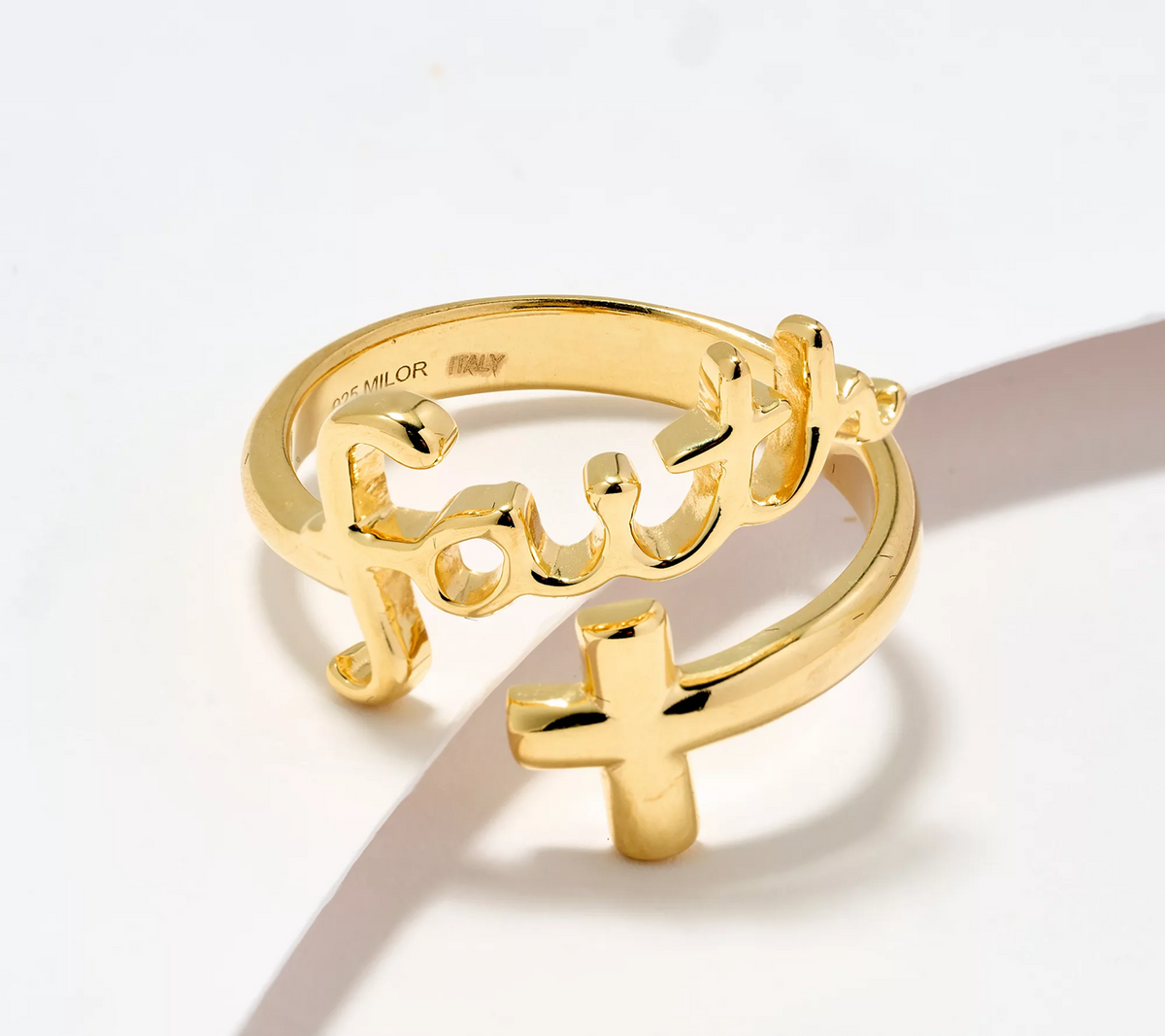 David Markstein Goldclad Sterling Silver Inspirational Bypass Faith Ring, Size 9