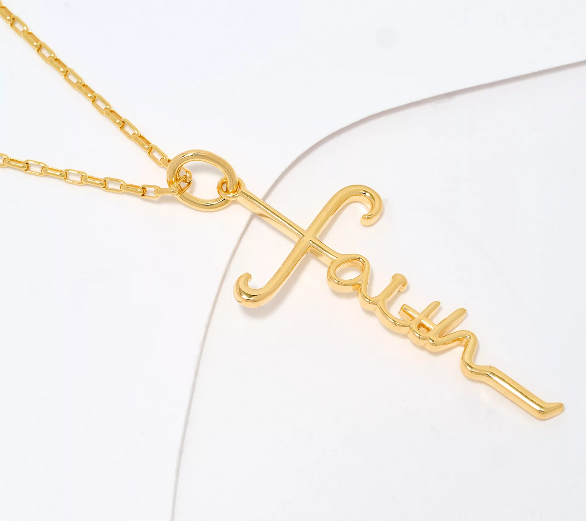 David Markstein Sterling Silver Goldclad Inspirational "Faith" Necklace, 20"