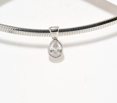 Diamonique Italia Sterling Silver "Pear" Cut  Omega Necklace