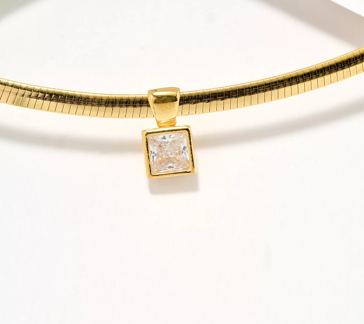 Diamonique Italia Choice of Cut Omega 18K Plated Princess Necklace, Sterling Silver