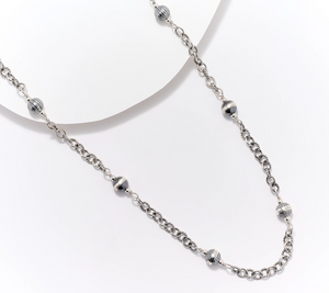 American West Sterling Silver Bead & Textured Oval 24" Necklace