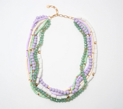 Susan Graver Multi-Strand Mint / Lilac Beaded Necklace
