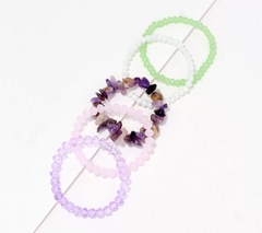 Susan Graver Set of 5 Milac/Mint Beaded Stretch Bracelets