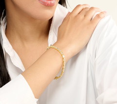 Diamonique Gold Clad Sterling Silver Emerald Bezel Set Tennis Bracelet Large