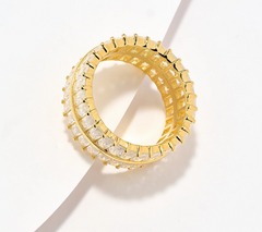 Diamonique Gold-Over Sterling Silver Double Row Baguette Cut Band Ring Size 9