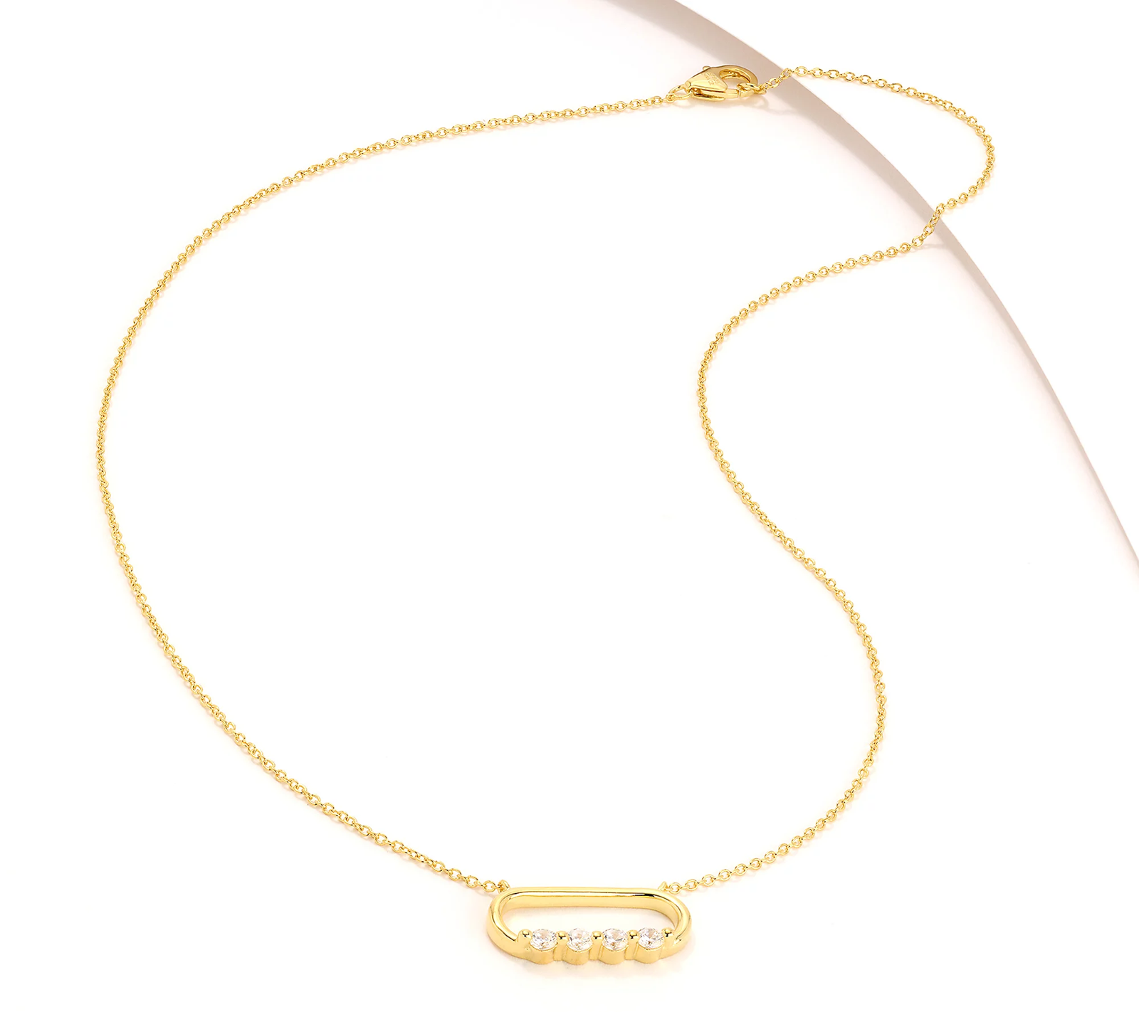 Diamonique Gold Clad Sterling Silver Open Oval Necklace