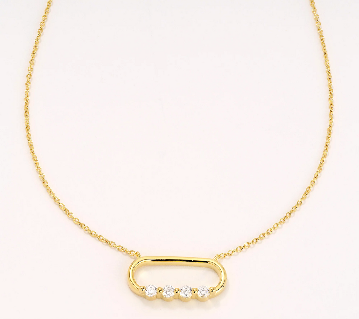 Diamonique Gold Clad Sterling Silver Open Oval Necklace