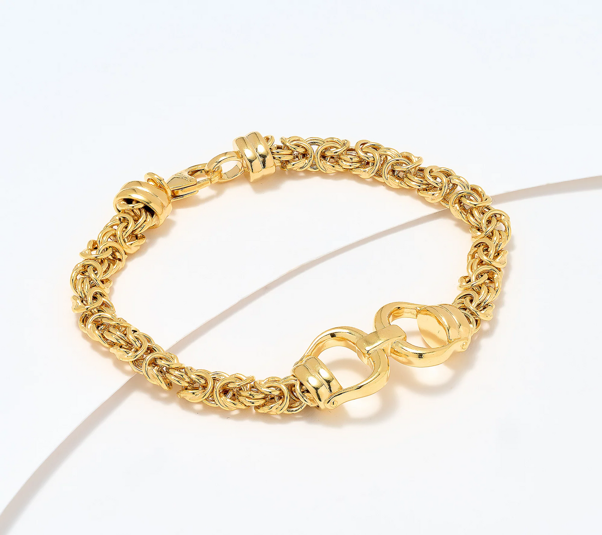 Pulsera bizantina de plata esterlina en tono dorado de David Markstein con eslabones ovalados, tamaño promedio