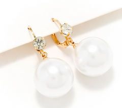 Joan Rivers Parisian Drop Lever back Goldtone Cream-colored Pearl Earring