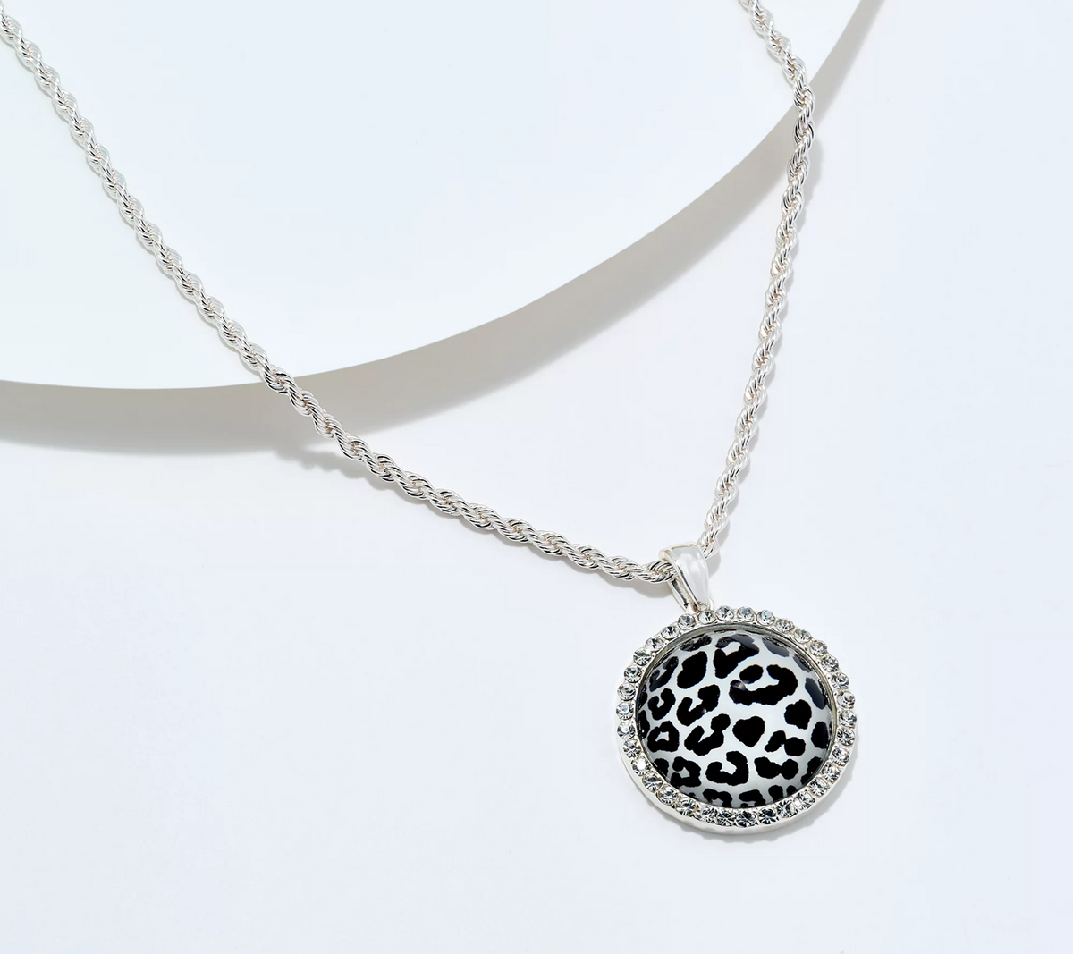 Joan Rivers Animal Printed Silvertone Pendant with Rope Chain