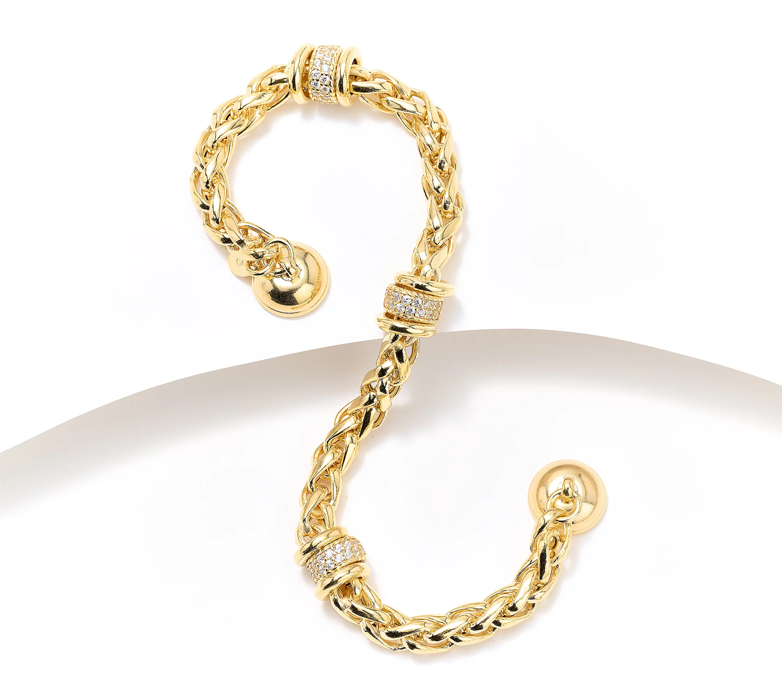 Diamonique Italia C/O Chain Station Bracelet, 18K Gold Plated, 6-3/4"