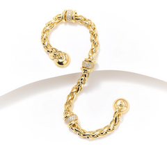 Diamonique Italia C/O Chain Station Bracelet, 18K Gold Plated, 6-3/4"