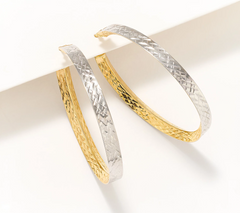 David Markstein 14K Gold Inside Out 1-1/2" Hoop Earrings