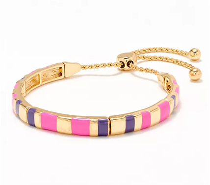 Susan Graver Goldtone Adjustable Berry & Purple Bangle Bracelet