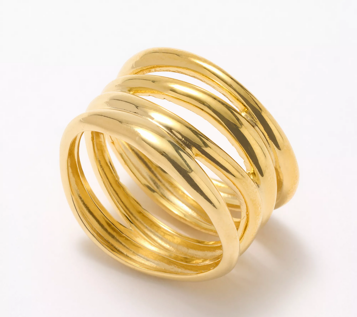 UltraFine 950 Silver Gold Tone Polished Multistrand Ring, Size 4