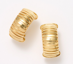 UltraFine 950 Silver 18K Yellow Gold-plated Tubogas Omega Back 3/4" Hoop Earrings