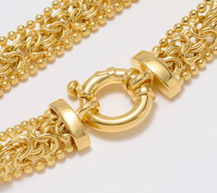 UltraFine 950 Silver 18K Gold-Plated Beaded Byzantine Bracelet, Large