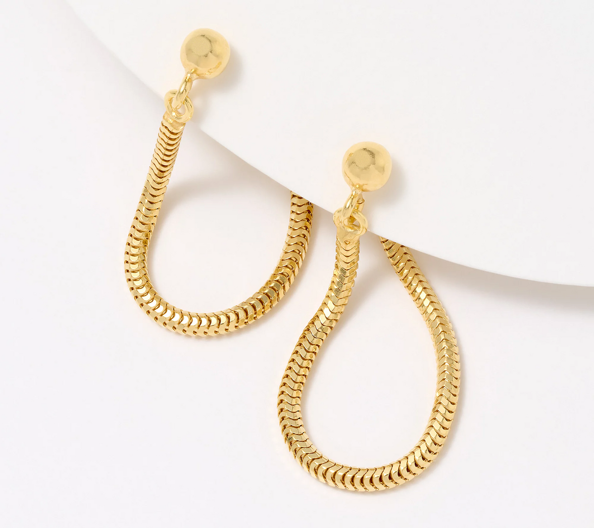 UltraFine 950 Silver Snake Chain 1 1/4" Hoop Earrings 18K Gold Plated
