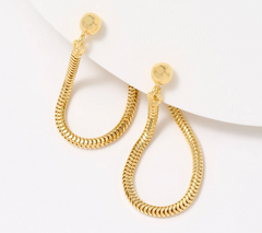 UltraFine 950 Silver Snake Chain 1 1/4" Hoop Earrings 18K Gold Plated
