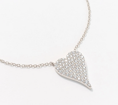 Diamonique x Jennifer Miller Sterling Silver Signature Boxed Mini Pave Silver Heart Necklace