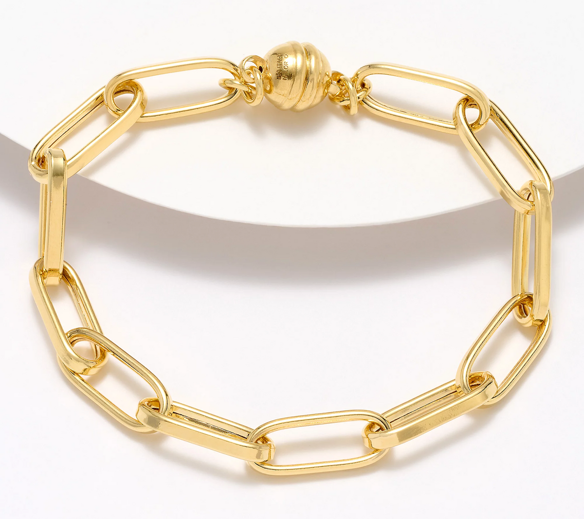 UltraFine 950 Silver 18K Gold-Plated Magnetic Bracelet, Large 8"